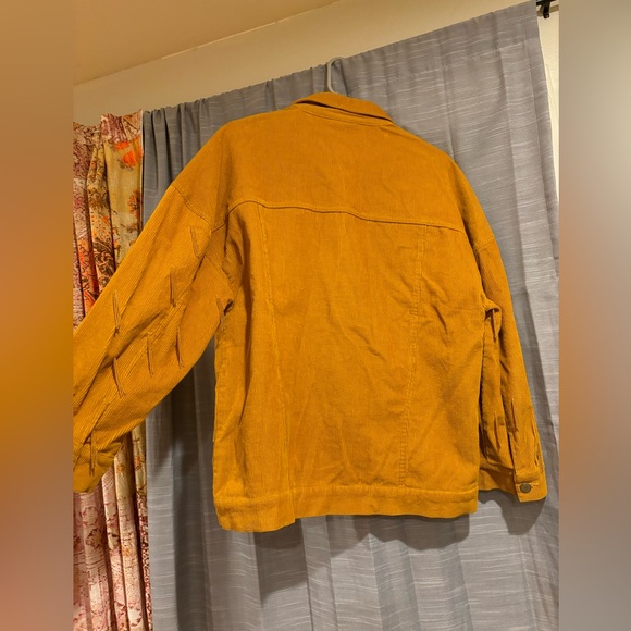 Farm Rio beaded corduroy button up shirt/jacket mustard yellow size small - Picture 3 of 8